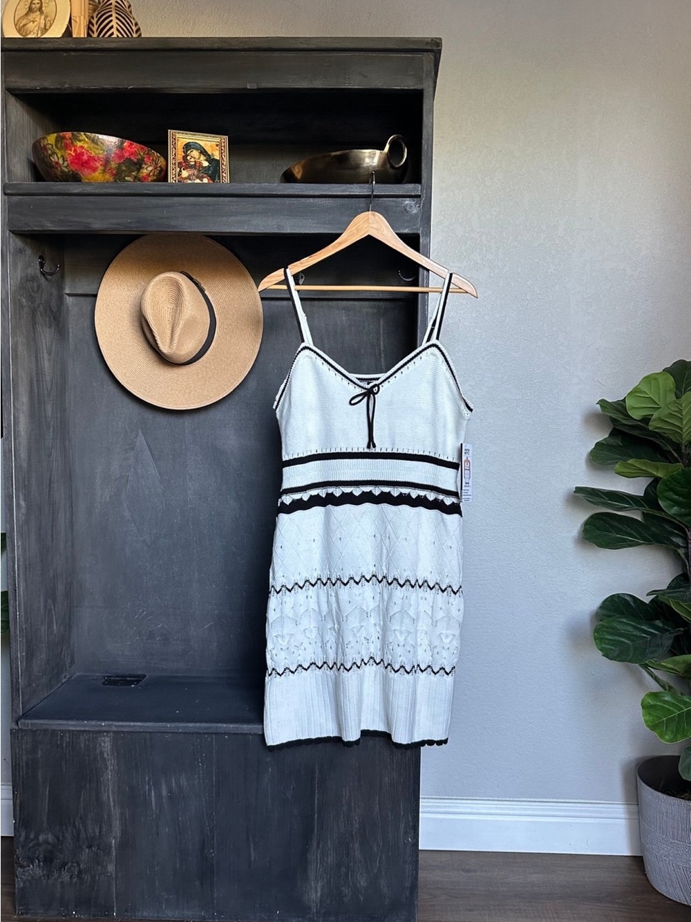 Womens Plus Size Dress - Pointelle Crochet Sleeveless Knee Length XXL 2X